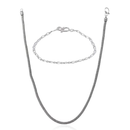 Silver Men's Style Mesh Chain-Necklace+Bracelet