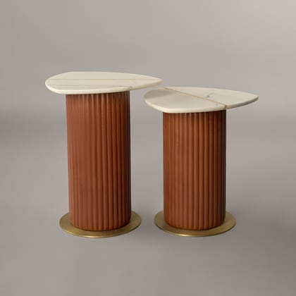 Linea End Table set of 2 Cognac-COGNAC