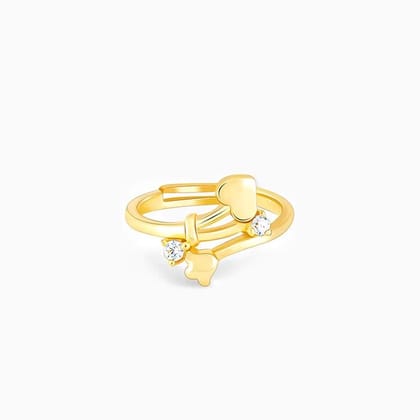 Golden Zircon Studded Blooming Love Ring