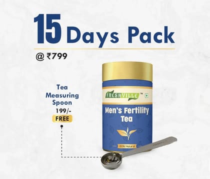 Freshville Men Fertility Tea | Pure & Natural | Balancing Hormone & Testosterone Level | Ashwagandha, Hibiscus, Liquorice, Turmeric, Cinnamon, Gokhru, Shatavari, Green tea Tin (50g).15 Day P