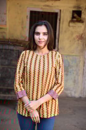 JAIPUR HANDBLOCK PRINT New collection of cotton hand printed short kurti 44