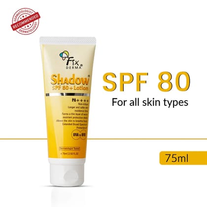 Shadow Sunscreen Lotion SPF 80+ | Protection against UVA and UVB rays, 0.5% Vitamin E-75ml