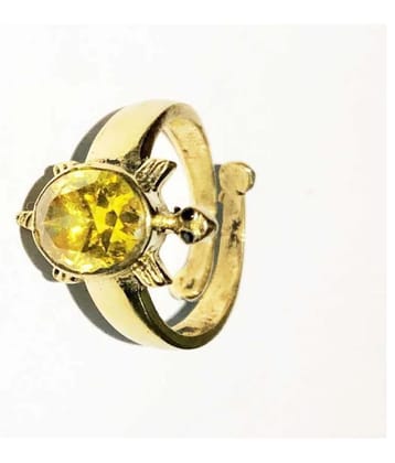 Astrodidi Tortoise Meru Ring Adjustable Yellow Zircon Tortoise Brass Zircon Ring - Yellow