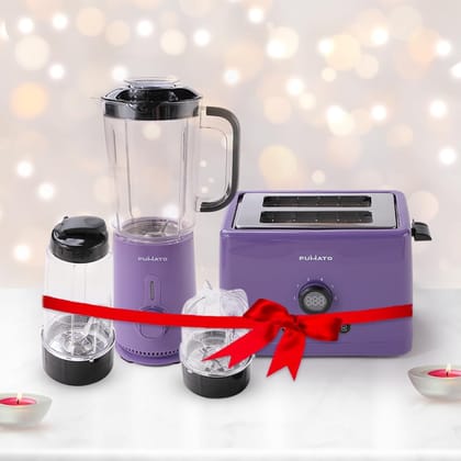 Gleevers Wedding Gift Set: Toaster & Nutri Blender - Stylish, Functional Kitchen Appliances in Purple. Perfect Gifting Combo.-Gleevers FUMATO Wedding Gift Set: Purple Toaster & Nutri Blender | St