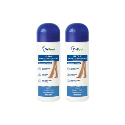 Dr Foot Ultra Sweat Absorbing Foot Powder with Zinc Oxide Tricalcium Phosphate - 100 Gm Pack of 2-Dr Foot Ultra Sweat Absorbing Foot Powder, Zinc Oxide, Tricalcium Phosphate, 100 Gm (Pack of 2)