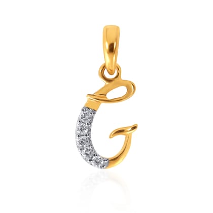 Senco Gold 18K Yellow Gold G Alphabet Diamond Pendant (Gold Wt- 0.7 g/Ct-0.04/HI-SI)