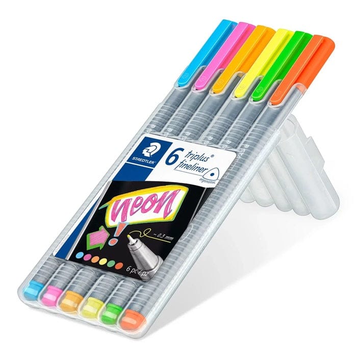 Staedtler Fineliner Pen Sets (Choose Size)-SET OF 6 NEON