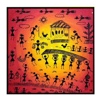 Warli Painting on Canvas DIY Kit by Penkraft