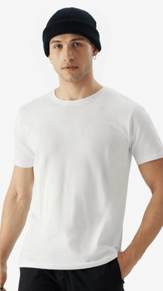 White Round Neck Tshirt-L