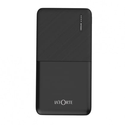 LA FORTE 10000mAh 12W Lithium-Polymer Power Bank  Dual Input Dual Output  Black Type-C Cable Included-LA' FORTE 10000mAh 12W Lithium-Polymer Power Bank | Dual Input, Dual Output | Black, Type-C C