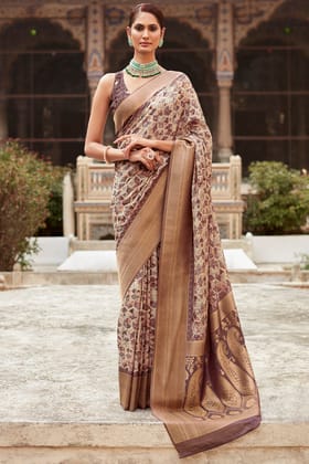 Unequalled Wine Digital Printed Crape Silk Saree With Scrupulous Blouse Piece