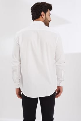 Printed Smart Casual White Shirt-WHITE / S