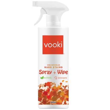 Vooki Ecofriendly Hard Stains Spray, Wipe for Toughest House Hold Stains - 500 ML