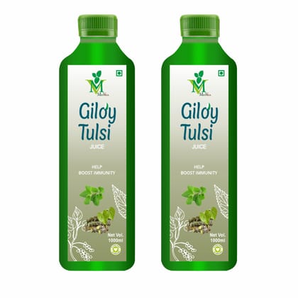 Mint veda 100% Natural Herbal Giloy Tulsi Juice | Fresh Giloy and Tulsi to Boost Immunity | No added Sugar Healthy Giloy Tulsi Juice, 1Lite Pack of 2