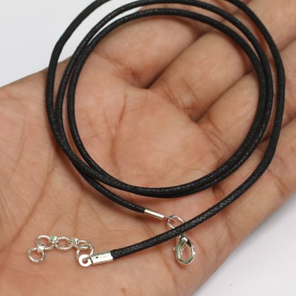 20 Pcs Cotton Necklace Cord Dori With Clasp and Extension Chain-Black / 17 Inches