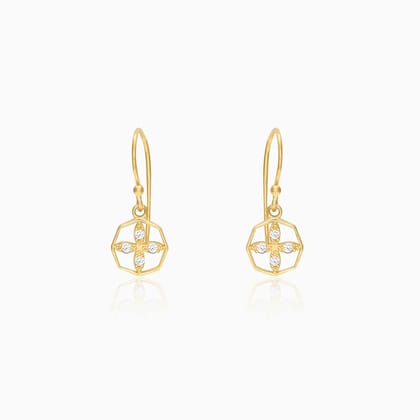 Golden Cross Mesh Earrings