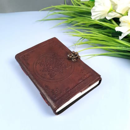 Leather Diary Journal | Notebook Planner Diaries With Antique Lock | Personal Traveller's Book, Sketchbook - for Writing, Table, Office, Desk, Study, Corporate Gifts | Gift for Him / Her - 7 Inch