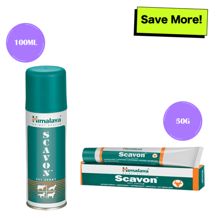 Himalaya Scavon Vet Cream and Vet Spray for Dogs and Cats Combo-Himalaya Scavon Vet Cream and Vet Spray for Dogs and Cats Combo - 50g+100mL