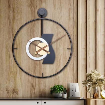 Metallic Spiral Circle Wall Clock-LENGTH - 24 INCHES & WIDTH - 20 INCHES / Metal / Available