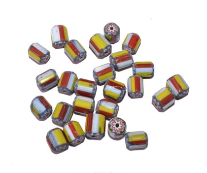 Chevron Glass  beads, 6-layer glass chevron beads, Venetian chevron, trade bead Venetian, African trade bead, vintage Murano glass beads , BWSRON-020-Per Packet of 58 Pieces (50 Gram) / 12X10 MM