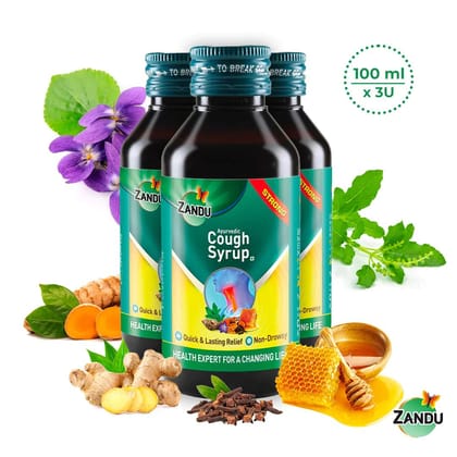 Zandu Ayurvedic Cough Syrup for Relief from Dry, Wet & Allergic Cough (Pack of 3)