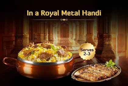 Nawabi Handi Dum Biryani With Non-Veg Kebab Combo (Serves-2-3)