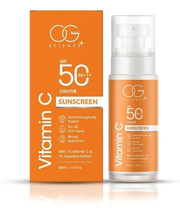 OG BEAUTY Science Sunscreen - SPF 50 PA+++ with Vitamin C - Dermatologically Tested , 50 Ml