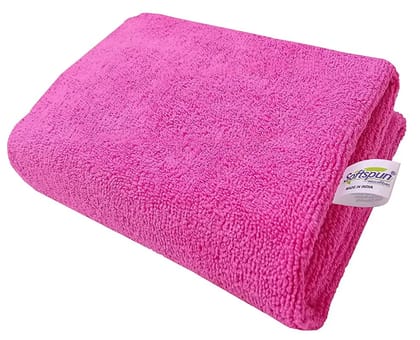 SOFTSPUN Microfiber Bath & Hair, Care Towel Set of 1 Piece, 70x140 Cms 340 GSM - Pink. Super Soft & Comfortable, Quick Drying, Ultra Absorbent in Large Size.