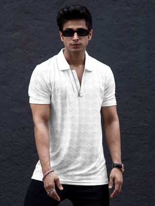Zipolo White Jacquard T-Shirt-S / White