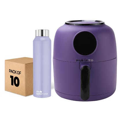 The Better Home FUMATO Aerochef Air fryer With Digital Touchscreen Panel 4.5L Purple  Stainless Steel Water Bottle 1 Litre Pack of 10 Purple-The Better Home FUMATO Aerochef Air fryer With Digital