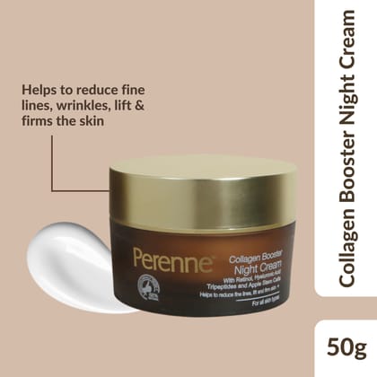 Perenne Collagen Booster Night Cream (50g) |Best Night Cream For Men & Women| Enriched with Retinol, Tripeptides, Hyaluronic Acid & Swiss Apple Stem Cells|Helps To Lift & Firm and Tightened skin|