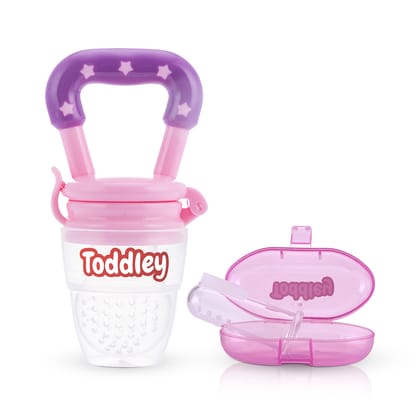 Toddley 2-Piece Baby Care Combo - Food & Fruit Nibbler, Finger Brush for 6+ Months (Pink)