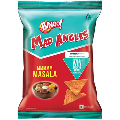 Bingo! Mad Angles Mmmmm Masala, 66G Pack, Corn-Based Crunchy Chips Perfect For Snacking