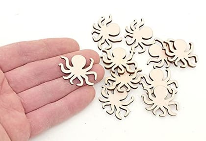 Whittlewud Pack of 10 Pcs Wooden Octopus Cutouts Art and Craft Projects Available Multiple Sizes & Thickness 3mm-10 CM