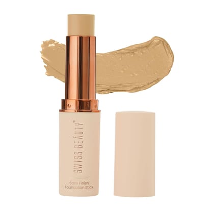 Swiss Beauty Satin Finish Panstick Foundation to Conceal & Cover, Buildable Coverage | Stick Foundation with Creamy Formula | For All Skin Types | Shade- Tan, 7gm