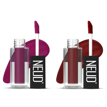 NEUD Matte Liquid Lipstick Combo - Boss Lady and Red Kiss With Two Lip Gloss Free