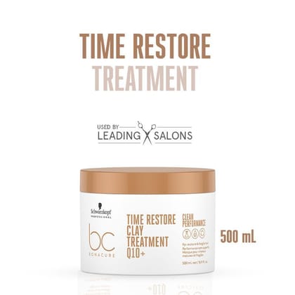 Schwarzkopf Professional Bonacure Time Restore Clay Treatment Mask With Q10+ - For Mature Hair(500ml)