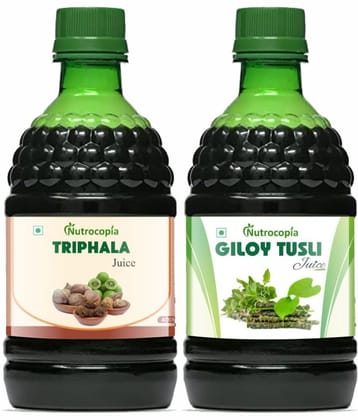 NUTROCOPIA Triphala Juice & Giloy Tulsi Juice To Boost Immunity Pack of 2 of 400 ML(800 ML)