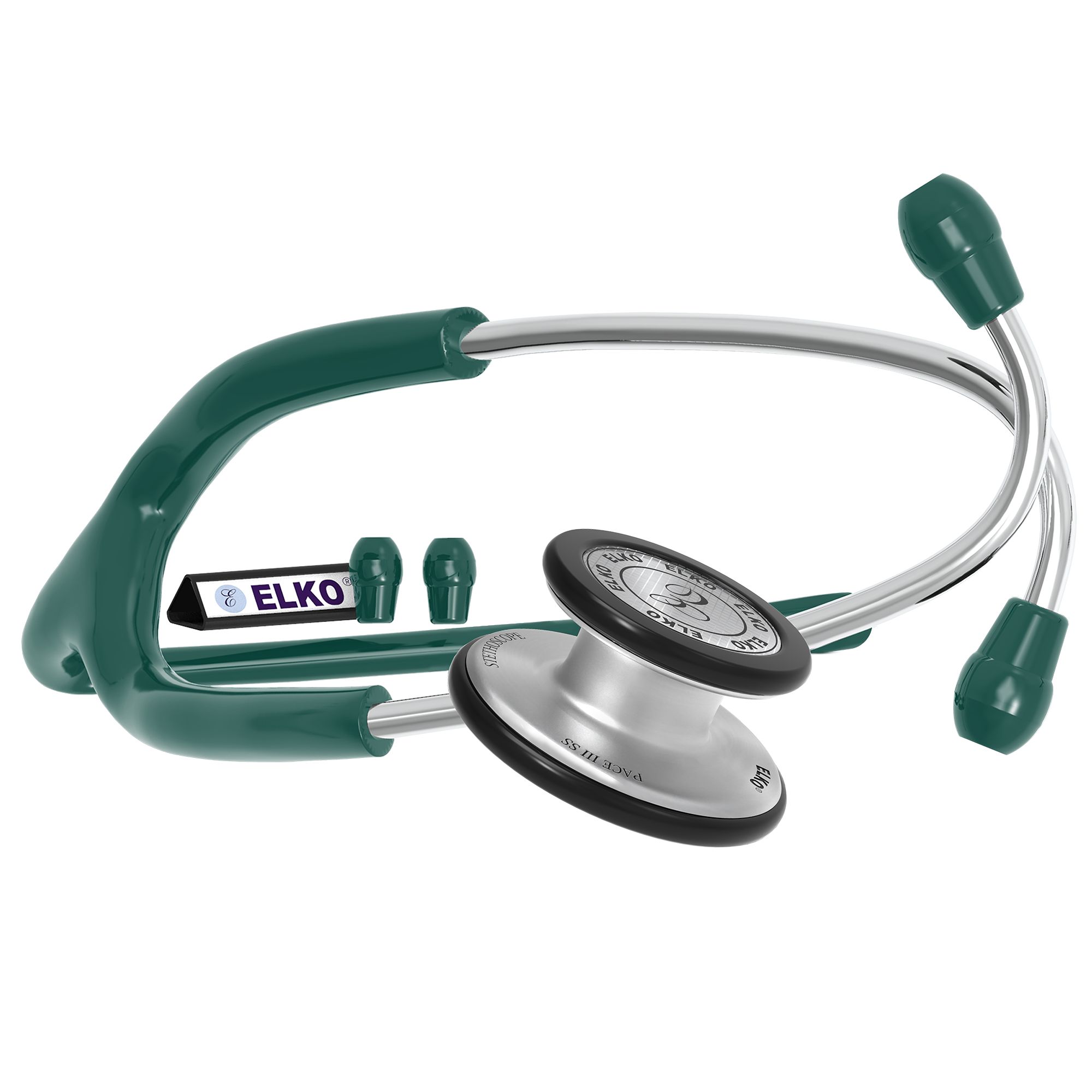 ELKO PACE III SS Stainless Steel Stethoscope-Green / No Engraving
