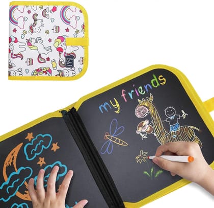 Erasable Doodle Slate Painting Kit for Kids Drawing Book with Wet Wipes