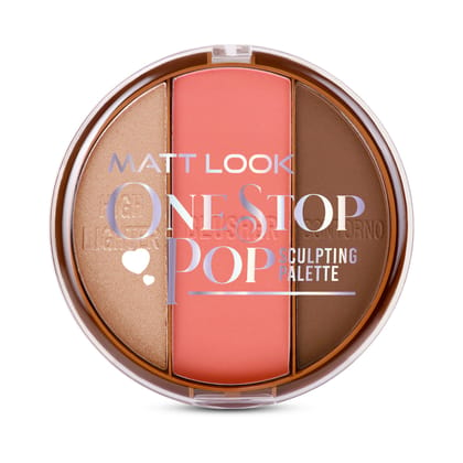 Mattlook One Stop Pop Sculpting Palette, Enriched with E, Silky Smooth Texture, Easy to Build & Blend, Light Weight on Your Skin-Shade-01