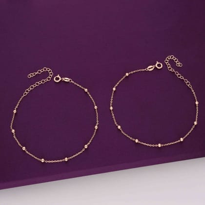 Rose Gold Spheres Layered Silver Anklet-None / Rose Gold