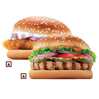 Mutton Whopper Jr+Crispy Chicken Burger.