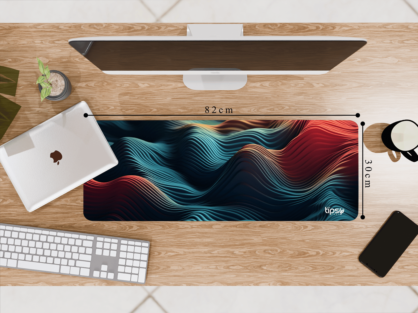 "Waves of Color" Gaming Mousepad – Elevate Your Gaming Experience-Large (30CM X 82CM)