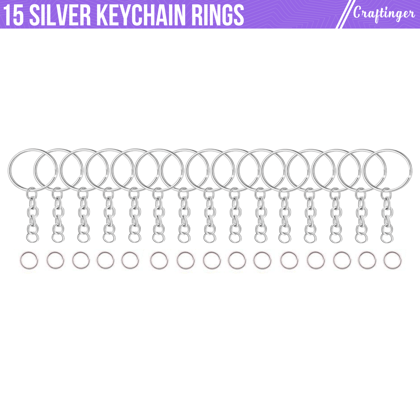 Keychain Ring and Jump Ring-Silver / 15