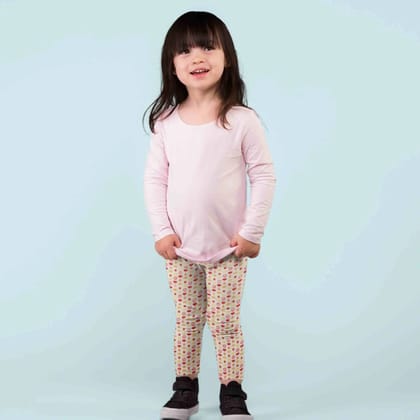 Girl Leggings - Indian Flora White-3-6M