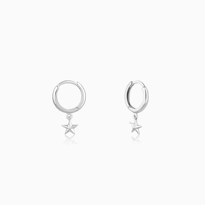 Silver Hanging Star Hoop Earring