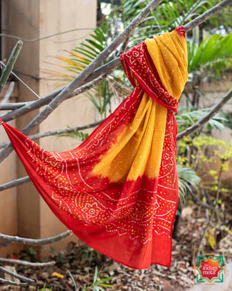 Bandhni Cotton Dupatta Champa