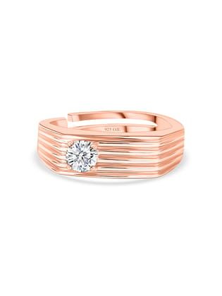 1 Carat Solitaire Rose Gold Ring For Men-Adjustable