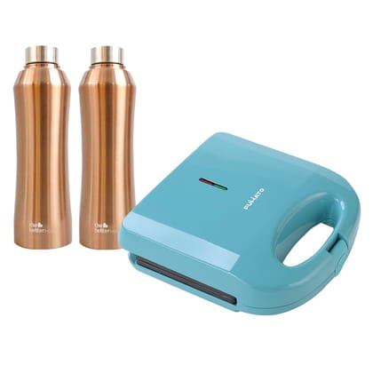 The Better Home FUMATO Presswich 750W Sandwich Maker 2 Slice Grill Blue  Stainless Steel Water Bottle 1 Litre Pack of 2 Gold-The Better Home FUMATO Presswich 750W Sandwich Maker, 2 Slice Grill, B